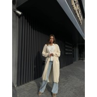 Подовжений в'язаний кардиган молочного кольору 29195