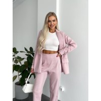 Кашеміровий класичний костюм пудрового кольору 29201