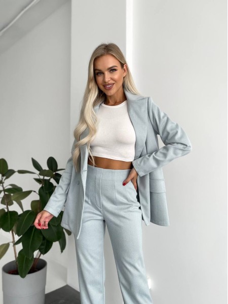 Кашеміровий класичний костюм блакитного кольору 29203