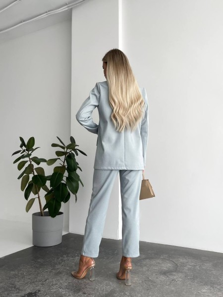 Кашеміровий класичний костюм блакитного кольору 29203