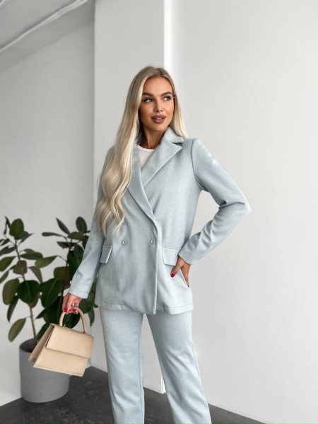 Кашеміровий класичний костюм блакитного кольору 29203