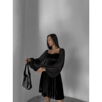 Нарядное бархатное платье черного цвета 29252