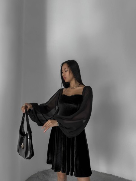 Ошатна оксамитова сукня чорного кольору 29252