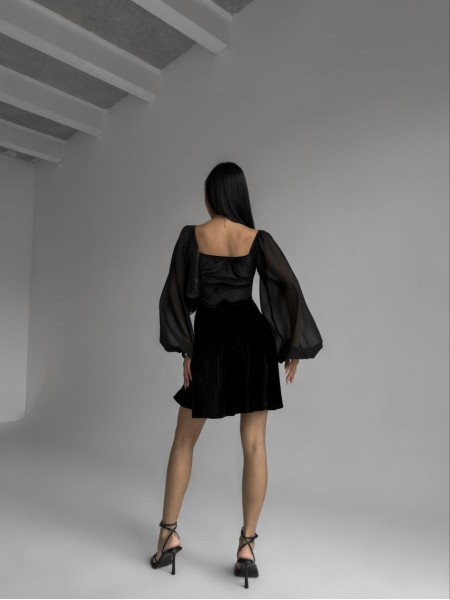 Ошатна оксамитова сукня чорного кольору 29252