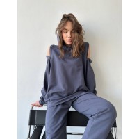 Жіночий повсякденний костюм сірого кольору 29270