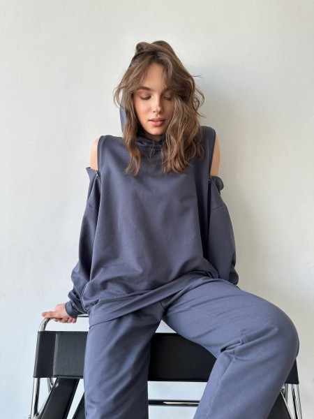 Женский повседневный костюм серого цвета 29270