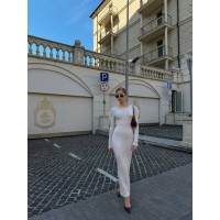 Тепла довга сукня у стилі SKIMS в рубчик бежевого кольору 29281