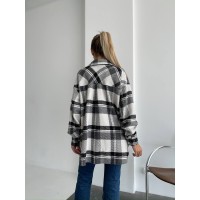 Жіноча байкова сорочка в клітинку чорного кольору 29293