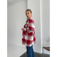 Жіноча байкова сорочка в клітинку червоного кольору 29294