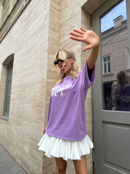 Жіноча футболка з написом фіолетового кольору 29352