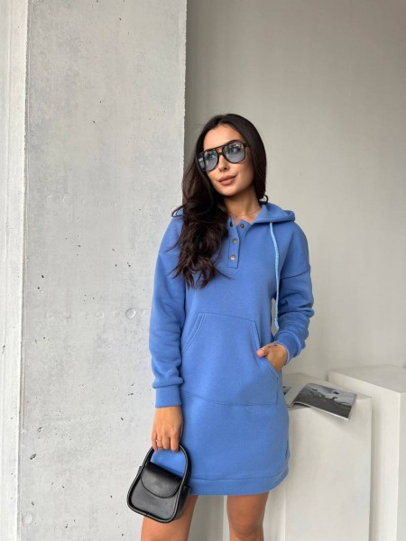 Платье-туника на флисе синего цвета 29373