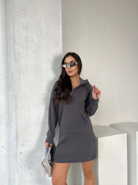 Платье-туника на флисе графитового цвета 29375