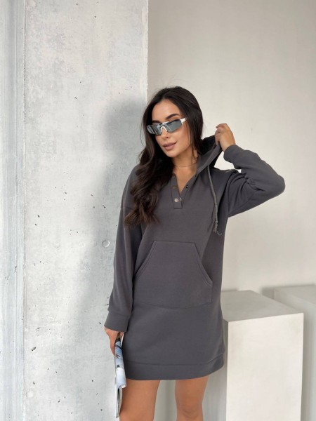 Платье-туника на флисе графитового цвета 29375