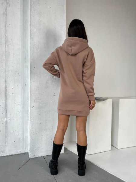 Платье-туника на флисе кофейного цвета 29376