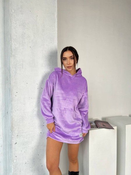 Махровое платье-туника лавандового цвета 29380