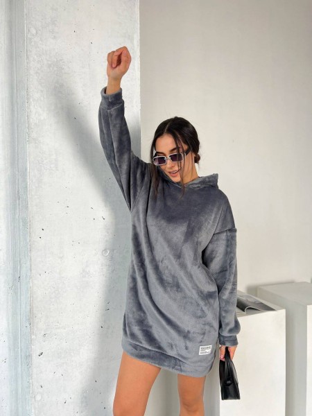 Махровое платье-туника графитового цвета 29381