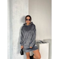 Махровое платье-туника графитового цвета 29381