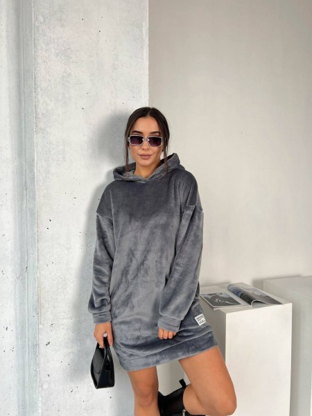 Махровое платье-туника графитового цвета 29381