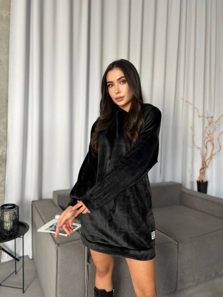 Махровое платье-туника черного цвета 29382