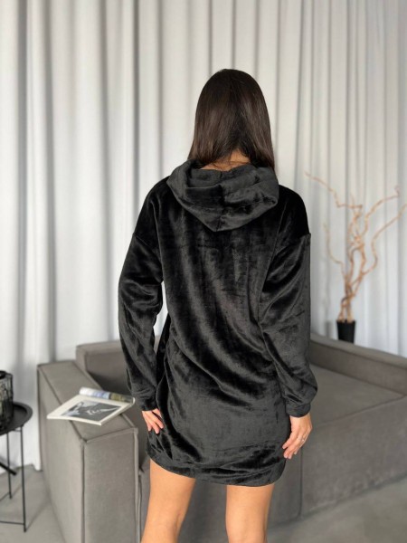 Махровое платье-туника черного цвета 29382