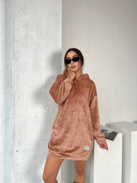 Махровое платье-туника кофейного цвета 29383