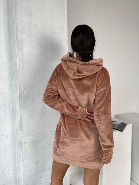 Махровое платье-туника кофейного цвета 29383