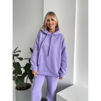 Теплий жіночий костюм з капюшоном лавандового кольору 29396