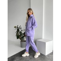 Теплий жіночий костюм з капюшоном лавандового кольору 29396