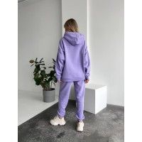 Теплий жіночий костюм з капюшоном лавандового кольору 29396