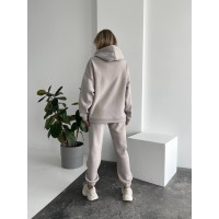 Теплий жіночий костюм з капюшоном сiрого кольору 29404