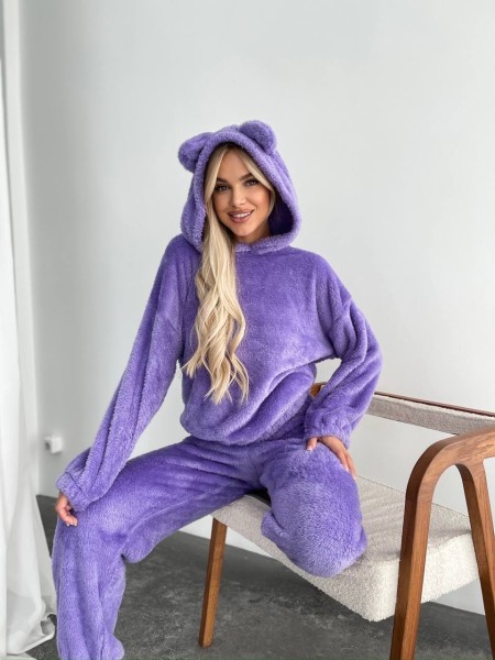 Жіночий махровий домашній костюм лавандового кольору 29413
