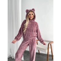 Жіночий махровий домашній костюм пудрового кольору 29414