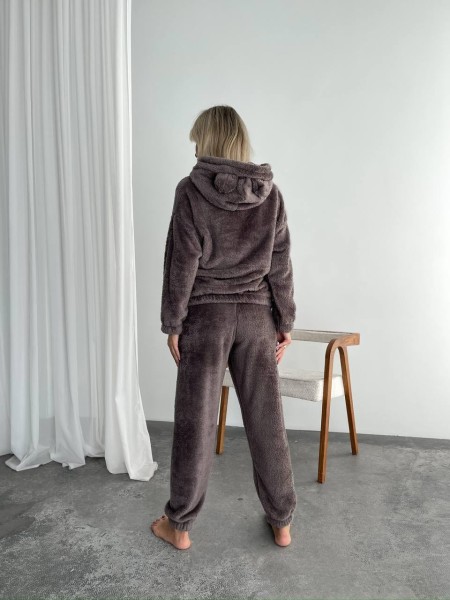 Жіночий махровий домашній костюм кавового кольору 29417