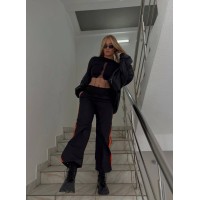 Женские широкие штаны черного цвета 29429