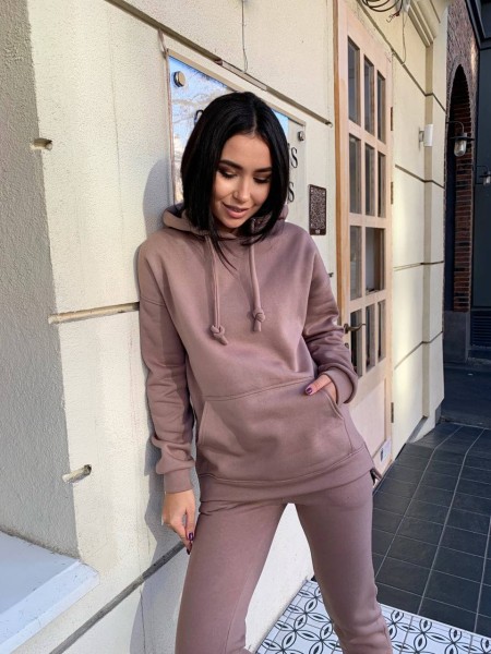 Жіночий теплий костюм кавового кольору 29442