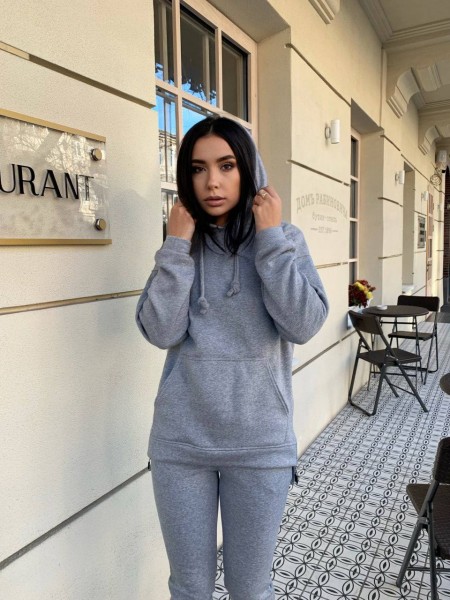 Жіночий теплий костюм сiрого кольору 29444