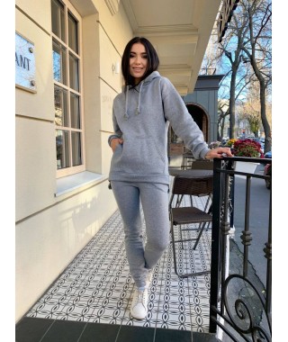 Жіночий теплий костюм сiрого кольору 29444
