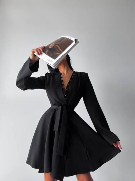 Платье мини с глубоким декольте черного цвета 29457