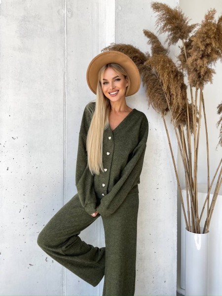 Теплий прогулянковий костюм із ангори кольору хакi 29496