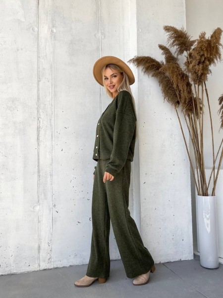 Теплий прогулянковий костюм із ангори кольору хакi 29496