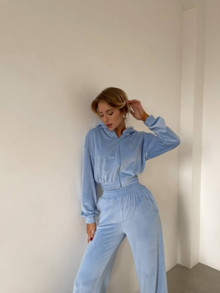 Женский велюровый костюм голубого цвета 29506