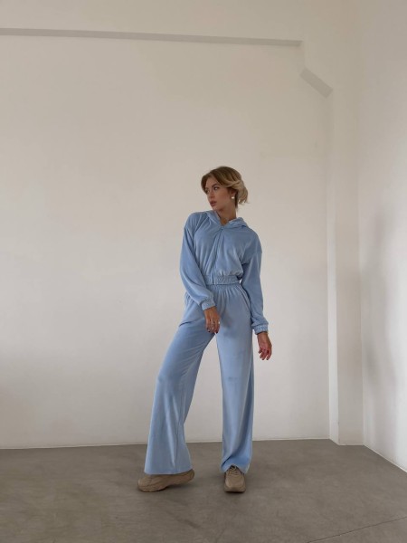 Женский велюровый костюм голубого цвета 29506