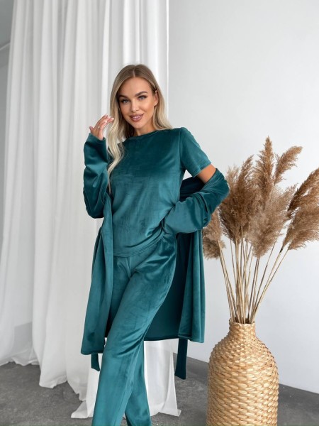 Жіночий комплект-трійка смарагдового кольору 29510