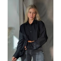 Стильна укорочена сорочка чорного кольору 29515