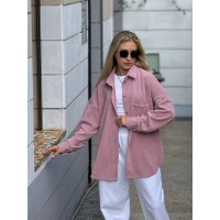 Жіноча вельветова сорочка пудрового кольору 29521