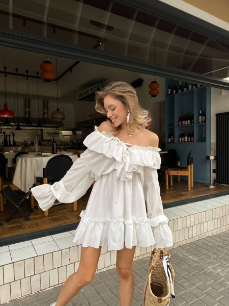 Жіноча шифонова сукня міні білого кольору 29556