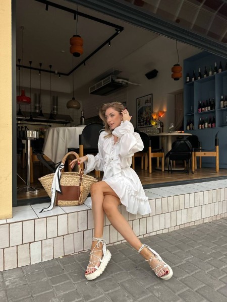 Жіноча шифонова сукня міні білого кольору 29556