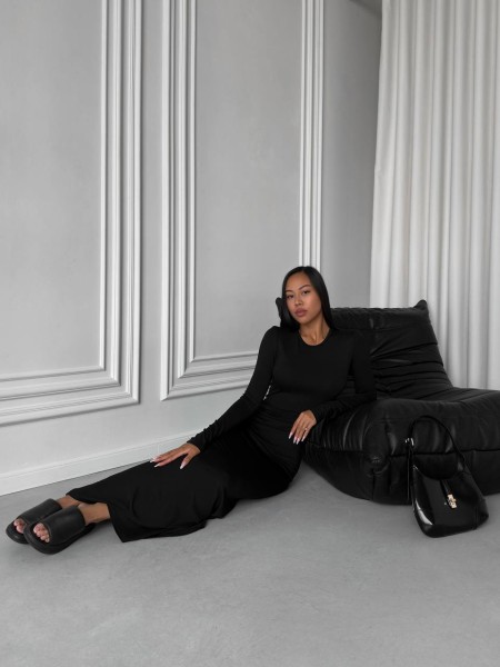 Довга сукня-футляр у стилі SKIMS чорного кольору 29559