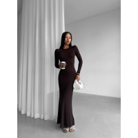 Длинное платье-футляр в стиле SKIMS коричневого цвета 29560