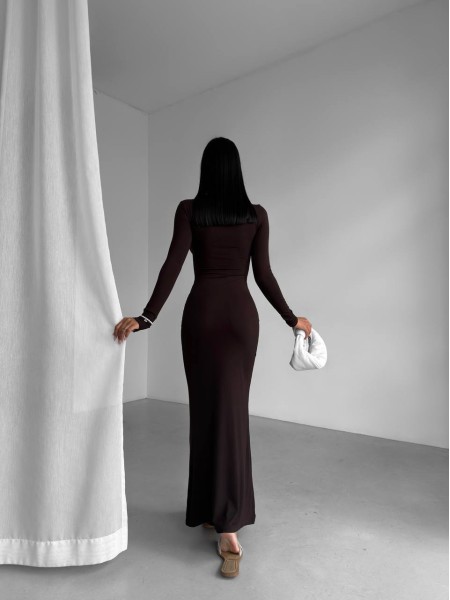 Довга сукня-футляр у стилі SKIMS коричневого кольору 29560